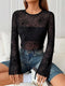 Spiderweb Print Sheer Mesh Long Sleeve Top - product image 1