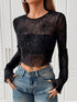 Spiderweb Print Sheer Mesh Long Sleeve Top - product image 3