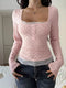 Square Neck Lace Trim Textured Top - product image 1