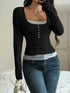 Square Neck Lace Trim Textured Top - product image 7