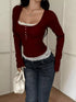 Square Neck Lace Trim Textured Top - product image 11