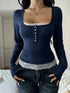 Square Neck Lace Trim Textured Top - product image 15