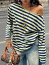 Striped Off-Shoulder Long Sleeve Top - product image 6