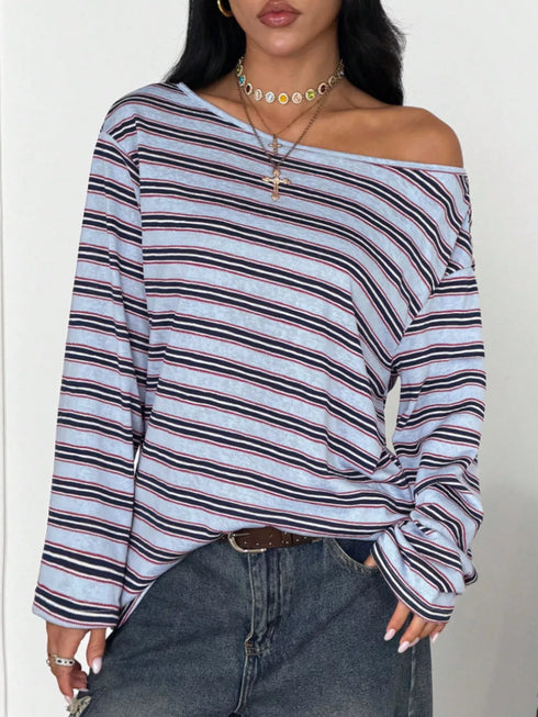 Striped Off-Shoulder Long Sleeve Top - product image 9