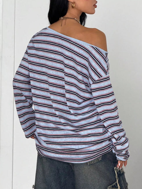 Striped Off-Shoulder Long Sleeve Top - product image 10