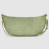 Back view of moss suede crescent bag and adjustable strap