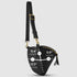 Black suede bag measurement image showing 17.7 by 5.9 by 9.4 inches