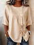 Tie-Front Decorative Button Blouse – Sizes S–3XL - product image 4