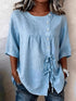 Tie-Front Decorative Button Blouse – Sizes S–3XL - product image 6