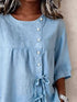 Tie-Front Decorative Button Blouse – Sizes S–3XL - product image 7