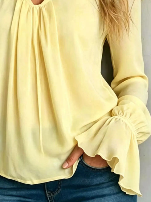 V-Neck Flounce Sleeve Blouse - product image 5