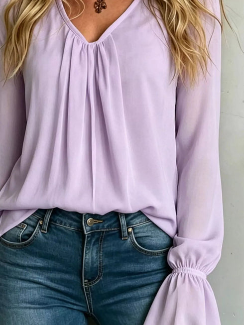V-Neck Flounce Sleeve Blouse - product image 9