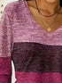 Women's Color Block V-Neck Long Sleeve Top - product photo 4