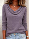 Women's Cowl Neck Long Sleeve Stretch Top - product photo 1
