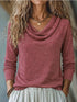 Women's Cowl Neck Long Sleeve Stretch Top - product photo 7