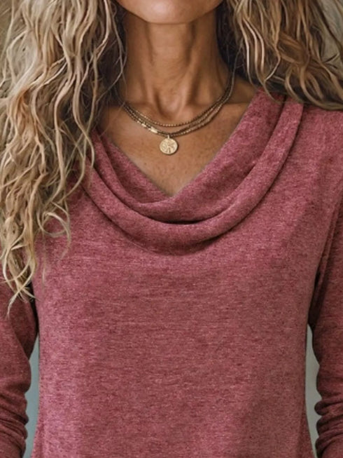 Women's Cowl Neck Long Sleeve Stretch Top - product photo 8