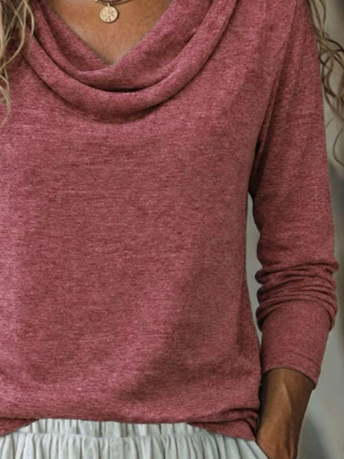 Women's Cowl Neck Long Sleeve Stretch Top - product photo 9