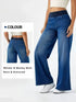 Blue denim jeans collage showing wash detail and front fit