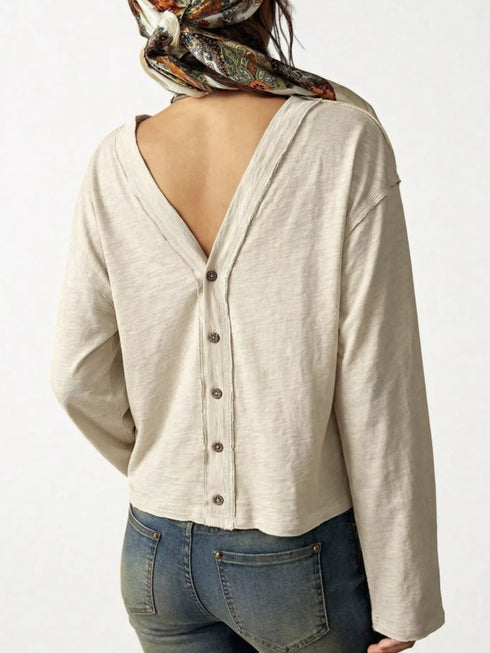 Women's Exposed Seam Two-Way Button-Up Shirt - product photo 9