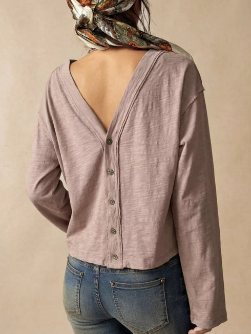 Women's Exposed Seam Two-Way Button-Up Shirt - product photo 12