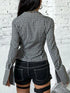Women's Gingham Tie-Front Long Sleeve Blouse - product photo 4