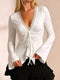 Women's Lace Detail Flare Sleeve Tie-Front Top - product photo 1