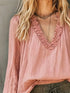 Women's Ruched Frill V-Neck Long Sleeve Blouse - product photo 4