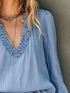 Women's Ruched Frill V-Neck Long Sleeve Blouse - product photo 6