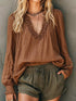 Women's Ruched Frill V-Neck Long Sleeve Blouse - product photo 8