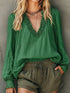 Women's Ruched Frill V-Neck Long Sleeve Blouse - product photo 10