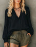 Women's Ruched Frill V-Neck Long Sleeve Blouse - product photo 11
