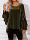 Women's Velvet Ruffle Sleeve Round-Neck Top - product photo 1