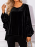 Women's Velvet Ruffle Sleeve Round-Neck Top - product photo 4
