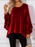 Women's Velvet Ruffle Sleeve Round-Neck Top - product photo 7