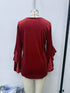 Women's Velvet Ruffle Sleeve Round-Neck Top - product photo 9