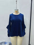 Women's Velvet Ruffle Sleeve Round-Neck Top - product photo 11