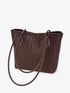 Coffee Brown Woven-Texture Shoulder Bag: Brown tote handles draped in front, product view