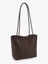 Coffee Brown Woven-Texture Shoulder Bag: Brown woven-texture tote, angled product view