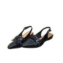Studded Double-Strap Pointed-Toe Slingback Flats