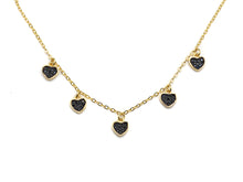 Gold-Tone Black Heart Charm Layering Necklace
