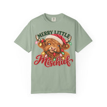 Merry Little Mischief Highland Cow Christmas Tee | Comfort Colors®