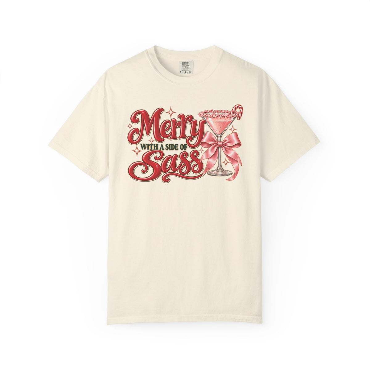 Merry with a Side of Sass Christmas Cocktail Tee | Comfort Colors®