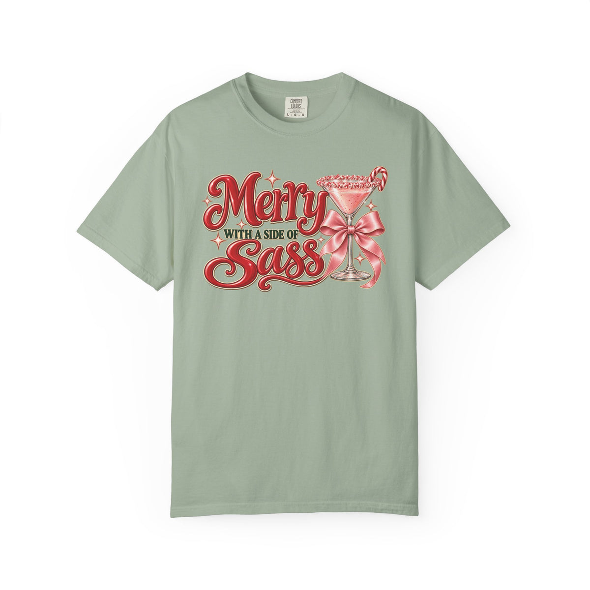 Merry with a Side of Sass Christmas Cocktail Tee | Comfort Colors®