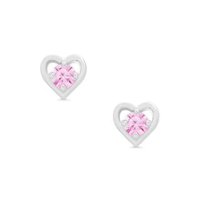 Lily Nily Pink CZ Heart Stud Earrings in Sterling Silver