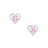 Lily Nily Pink CZ Heart Stud Earrings in Sterling Silver