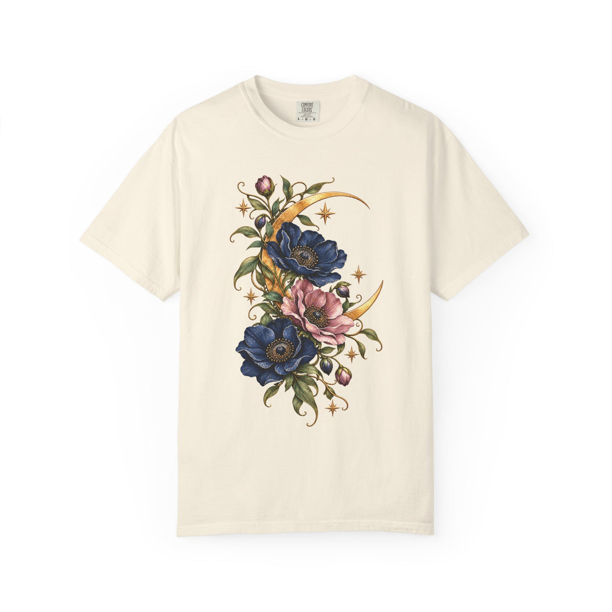Moonlit Botanical Crescent Floral Moon Tee | Comfort Colors®