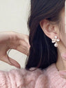 Pearl Flower Drop Earrings — Synthetic Pearls