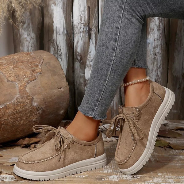 Lace-Up Round-Toe Loafers – Low Heel
