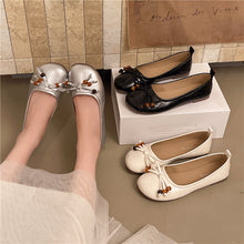 Women’s Bow & Bead Ballet Flats in Black, Beige & Silver
