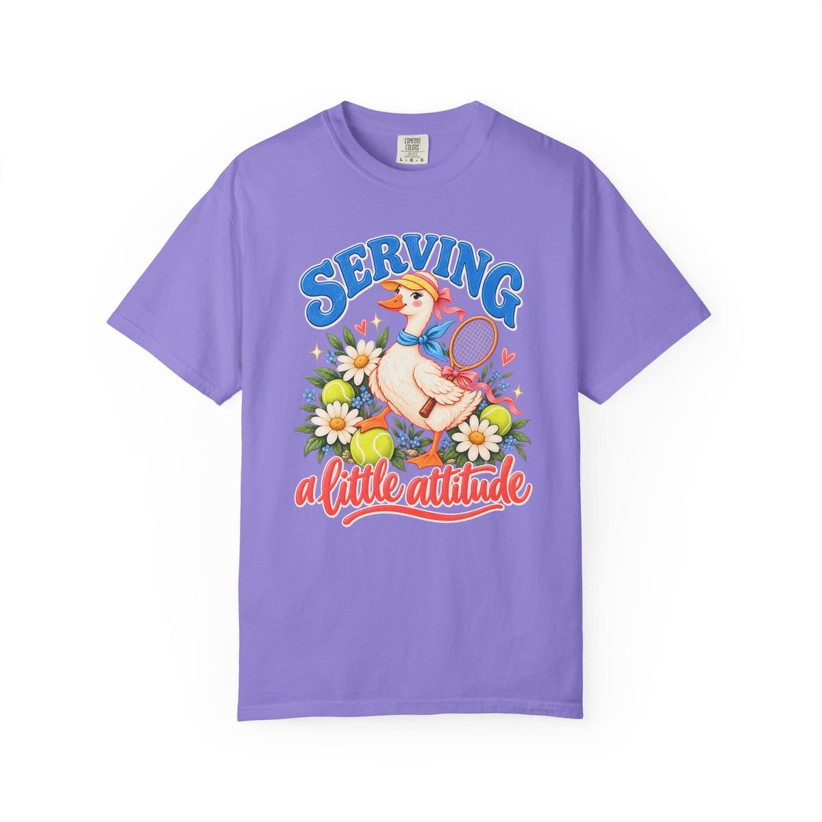 Serving a Little Attitude Tennis Goose Tee — Comfort Colors®
